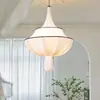 Lustre Medieval Francês Estilo Creme Sala de Estar Quarto Estilo Ins Escandinavo Design Artístico Art Criativo Simples Lâmpada de Tecido