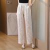 Pantalones de Jacquard de Ácido Acético de Pierna Ancha para Mujer 2023 Verano Nuevo Estilo Moda Elegante Elegante Cintura Ajustada Delgado Pantalones Casuales