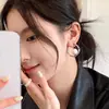 Pendientes de Aro Plateados con Perlas Grandes Estilo Coreano para Mujer, Pendientes de Lujo Ligero de Nicho de Alto Temperamento, Accesorios Exagerados para la Oreja, Cierres de Oreja
