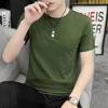 Camiseta de manga corta blanca pura para hombre, camisa de media manga de color liso, camiseta de verano ajustada de cuello redondo, ropa que combina con todo.
