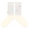 Calcetines Finos de Media Pantorrilla para Mujer de Primavera y Verano, Algodón Lazo Dulce Gasa Burbuja Encaje Estilo Ballet Coreano Estilo Miu Calcetines Flojos