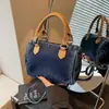 Bolso Boston Retro Color Bloque de Mezclilla Estilo Hong Kong para Mujer 2026 Nuevo Bolso Versátil de Mano Hombro Cruzado Bolso Almohada