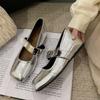Zapatos de Boca Baja de Moda para Mujer Verano Retro Estilo Francés Brisa Nocturna Tira de Una Sola Banda Aumentadores de Altura Zapatos Mary Jane Zapatos de Leche para Mujer