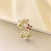Anillo Ladrillo de Diseño Nicho de Alta Gama Lujo Accesible para Mujer Moda Europea y Americana Creativo Zirconia Chapado en Oro Anillo Abierto Ajustable