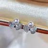 Pendientes de Perla de Agua Dulce Natural con Forma de Lazo de Falda Dulce Tridimensional, Accesorios para Orejas Versátiles de Gama Alta, Venta al por Mayor desde Zhuji