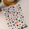 Nuevas pegatinas de Halloween para uñas con cabeza de calabaza, fantasmitas y arañas, estilo europeo y americano, pegatinas planas, pegatinas impermeables para teléfono DIY