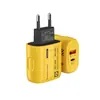 Cargador de CA Mecha con Forma de Dedo de 45W Adaptador de Corriente 5V2A12W Adaptador de Carga Rápida Pd25W Amarillo Verde