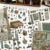 Nuevas pegatinas de escena en miniatura doradas retro con temática de dibujos animados para diorama, pegatinas de escena en miniatura 3D para journaling y juguetes antiestrés