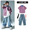 Roupas de Moda Hip-hop para Crianças Meninos Camisa de Manga Curta Conjunto de Jeans Meninas Roupas de Performance Hip-hop Verão Fresco Bonito Moda