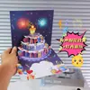 Estilo Ins Bolo de Aniversário Música Iluminação Colorida Cartão de Cumprimentos Estéreo 3D Efeito de Fogos de Artifício Criativo Cartão de Áudio Sofisticado