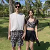 Traje de baño para Pareja de Luna de Miel 2022 Estilo Falda Dividida Aroma Pequeño Hotel Baño Termal Vacaciones Traje de Baño para Mujer Pantalones de Playa para Hombre