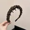 Diadema de Tela con Estampado de Leopardo Vintage y Forma de Ola para Mujer, Pinza para el Cabello de Corona Alta Dulce y Fresca para Chicas Populares, Diadema Elegante de Otoño e Invierno para Lavarse la Cara