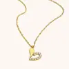 Collar con Colgante de Corazón con Pedrería Estilo Ins Transfronterizo Europeo y Americano, Acero Inoxidable Chapado en Oro de 18 Quilates, Diseño de Nicho, Colgante de Lujo Ligero