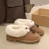 Pantuflas peludas casuales para exteriores botas de nieve zapatos perezosos casuales nuevos pantuflas de suela gruesa invierno 2026 punta cerrada de felpa
