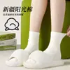 Meias anti-bolinhas femininas de algodão de cano médio antibacterianas desodorantes para primavera e verão quatro estações cor sólida absorventes de suor respiráveis meias femininas para pós-parto