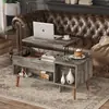 Mesa de Café Sencilla Ajustable Transfronteriza de Madera para Sala de Estar con Compartimento de Almacenamiento