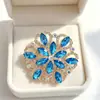 Broche de Flor de Pedra Colorida Oca da Indústria Pesada Pino de Liga com Strass Acessórios para Terno Casaco Qipao Vestido Formal Corsage