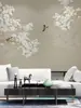 Papel Tapiz Artístico Moderno Estilo Chino con Flor de Magnolia y Pájaro, Papel Tapiz de Fondo Cálido, Revestimiento de Pared para Dormitorio y Estudio, Mural Decorativo Ecológico