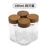 Jarras Cuadradas para Especias Amazon Transfronterizas, Saleros de Madera de Acacia, Paquete de Cuatro Jarras de Vidrio para Especias