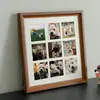 Marco de Fotos de Madera Maciza de Gama Alta con Múltiples Compartimentos al por Mayor para Mascotas Parejas Hecho a Mano DIY Color Nogal Marco de Fotos de Nueve Compartimentos de Mesa