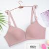 Confortável e respirável liso alça de ombro dupla molde fino copo sutiã feminino simples natural sem anel de aço tamanho grande cobertura de roupa interior