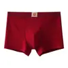 Ropa Interior Masculina de Algodón Puro Transpirable Jacquard a Cuadros Boxer Briefs Año de la Suerte Rojo Grande Boxer Briefs Festivos para Hombre