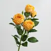 Flor de Rosa Artificial de Tacto Suave para Decoración del Hogar, Rosa Hidratante con Acabado de Lujo, Rosa Artificial de 4 Cabezas para Celebraciones de Bodas