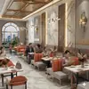 Juego de mesa y silla para restaurante occidental con temática transfronteriza, cabina de salón de té personalizada, sofá, mesa y silla para cafetería, mesa y silla para comedor comercial