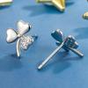 Novo estilo trevo diamante stud brincos leves luxo joias orelha texturizada temperamento elegante simples estilo frio design para meninas
