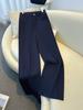 Calça Pantalona para Mulheres, Calça Longa Solta de Cintura Alta para Outono, Novo Estilo 2026, Calça Reta Retro Azul, Calça Casual Fluida e Elegante