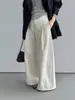 Eso Significa Que Los Esenciales Para El Trayecto Incluyen Pantalones Casuales Rectos Estilo Coreano Para Mujer, De Cintura Alta, Plisados, Simples, Versátiles, De Pierna Ancha, Largos 6263
