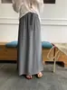Falda Larga de Gasa Rayada Fina Adelgazante para Mujer, Nueva Moda de Verano de Cintura Alta Estilo Perezoso de Longitud Media