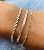 Nuevo Pulsera de Oro de 14K Estilo Ins de Amazon Pulsera de Zirconia Cadena de Perlas Millet Pulsera de Tres Piezas Tendencia Elegante