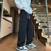 Pantalones de trabajo de algodón de estilo americano modernos con múltiples bolsillos para hombre, nuevos pantalones rectos de color liso versátiles de ajuste holgado casual para primavera/otoño