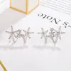 Pendientes de Clip Florales Curvos Dulces y Frescos Estilo Femenino Coreano con Pendientes de Circonita, Pendientes Elegantes, Estilo Retro de Hong Kong