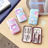 Cortador de Unhas Caixa PU Conjunto de Sete Peças Manicure Manicure Ponto Atacado Padrão Criativo Presente Alicate Oblíquo Tesoura de Sobrancelha Limpador de Ouvido