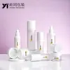Botellas de Plástico para Belleza y Cuidado de la Piel en Stock, Botellas Transparentes Esmeriladas de Hombro Plano con Dispensador de Loción y Atomizador de Niebla Fina, Empaque de Botella de Doble Capa