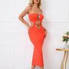Vestido tubo sexy con espalda descubierta y ombligo al aire con correa colgante para el cuello para comercio exterior transfronterizo Europa y América