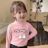 Y2006# Camiseta Infantil Outono/Inverno Gola Semi-alta Camiseta Básica Infantil de Veludo Quente Roupa para Bebê Primavera/Outono/Inverno Joker Tendência