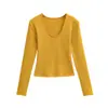 Camiseta Sexy de Manga Larga con Cuello en U y Forro de Felpa Otoño e Invierno Nueva Elegante Versátil Ajustada de Color Sólido Camiseta Base para Mujer