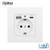 Tipo 86 Estándar Europeo Exportación Estándar Europeo 16A Enchufe Alemán con Carga Rápida USB Tipo-C 15W Interfaz Enchufe de Carga 3A