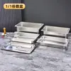 Caixa de armazenamento de aço inoxidável com tampa em estoque, bandeja quadrada para refeitório comercial, bandeja de servir para buffet de fast food atacado