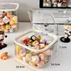 Caja linda linda para almacenar granos transparente mini para jugar con comida caja sorpresa tarro para tarjetas de puntos adornos de escritorio soporte de exhibición para accesorios del cabello