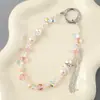 Ins Nuevo Colgante de Llavero con Lentejuelas y Lazo de Perlas para Funda de Teléfono Móvil Accesorios de Correa de Muñeca para Lanyard de Teléfono Móvil