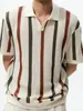 Camiseta de Manga Corta para Hombre Verano Simple Diseñador Geométrico Bloques de Color Rayas Cuello Redondo Suéter Estilo Ligero Maduro Top