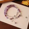 Pulsera de Amatista Dulce Natural Estilo Nuevo Doble Círculo Zirconita Inteligente Pulsera de Alto Nivel Estilo Nicho Ins para Mujer