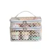Bolsa de maquillaje transparente de PVC con puntos de doble capa, bolsa de aseo portátil impermeable para viajes, bolsa de almacenamiento de cosméticos