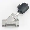 Válvula de asiento inclinado neumática de acero inoxidable 304 de alta temperatura con puerto roscado, válvula neumática de vapor, válvula de control automático Y controlada por aire