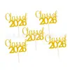 Temporada de Graduación 2026 Adornos para Pastel con Brillo Diploma Birrete de Licenciatura Decoración de Postre Adornos para Vasos de Papel