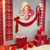Decoração de Quarto de Casamento Conjunto de Atmosfera de Casamento Dupla Felicidade Placa KT Serpentinas Conjunto Completo de Decoração Sala de Estar da Noiva Quarto Parede de Fundo